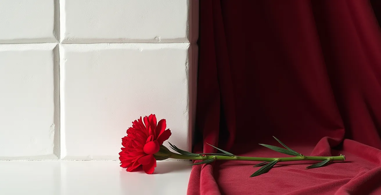 Contraste visual entre el clavel flamenco español y su interpretación victoriana