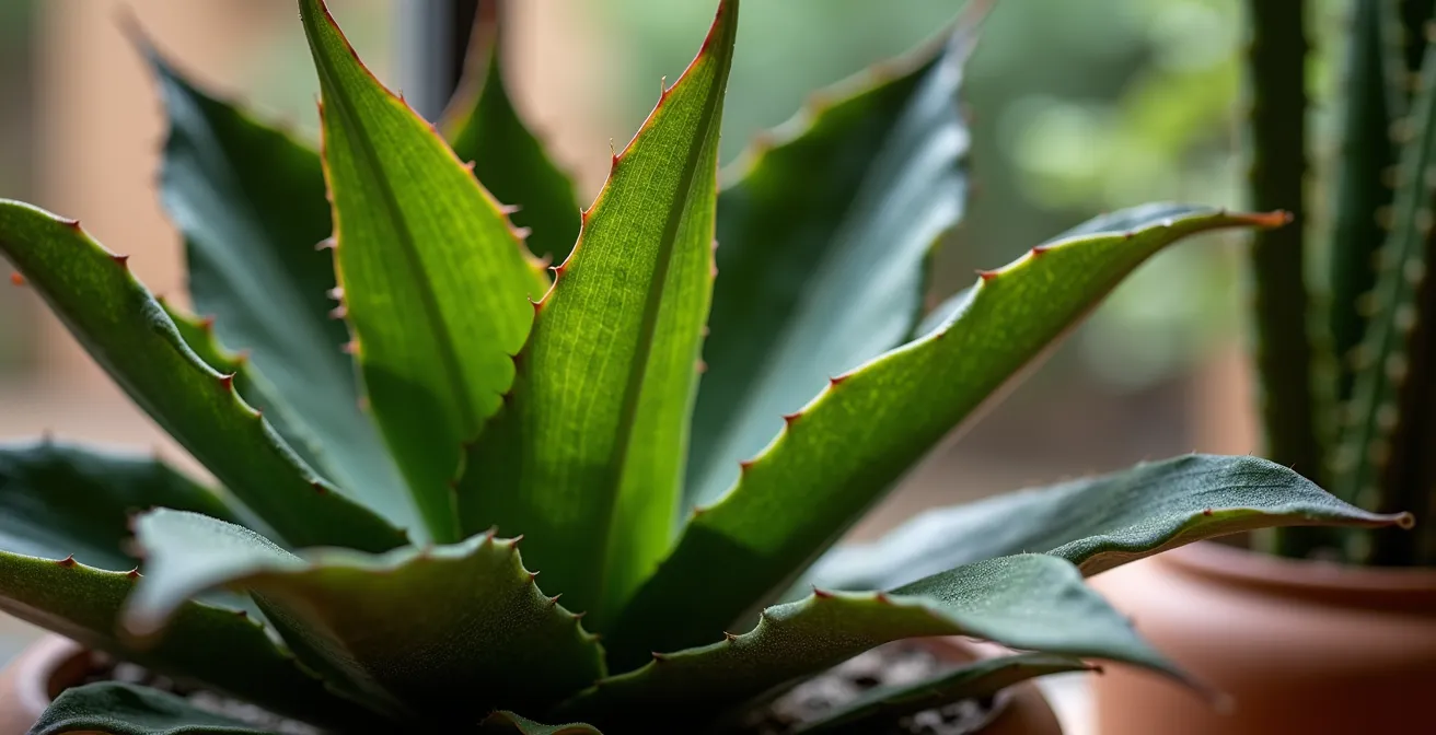 Rincón interior con plantas de poca luz en un piso típico español con patio de luces