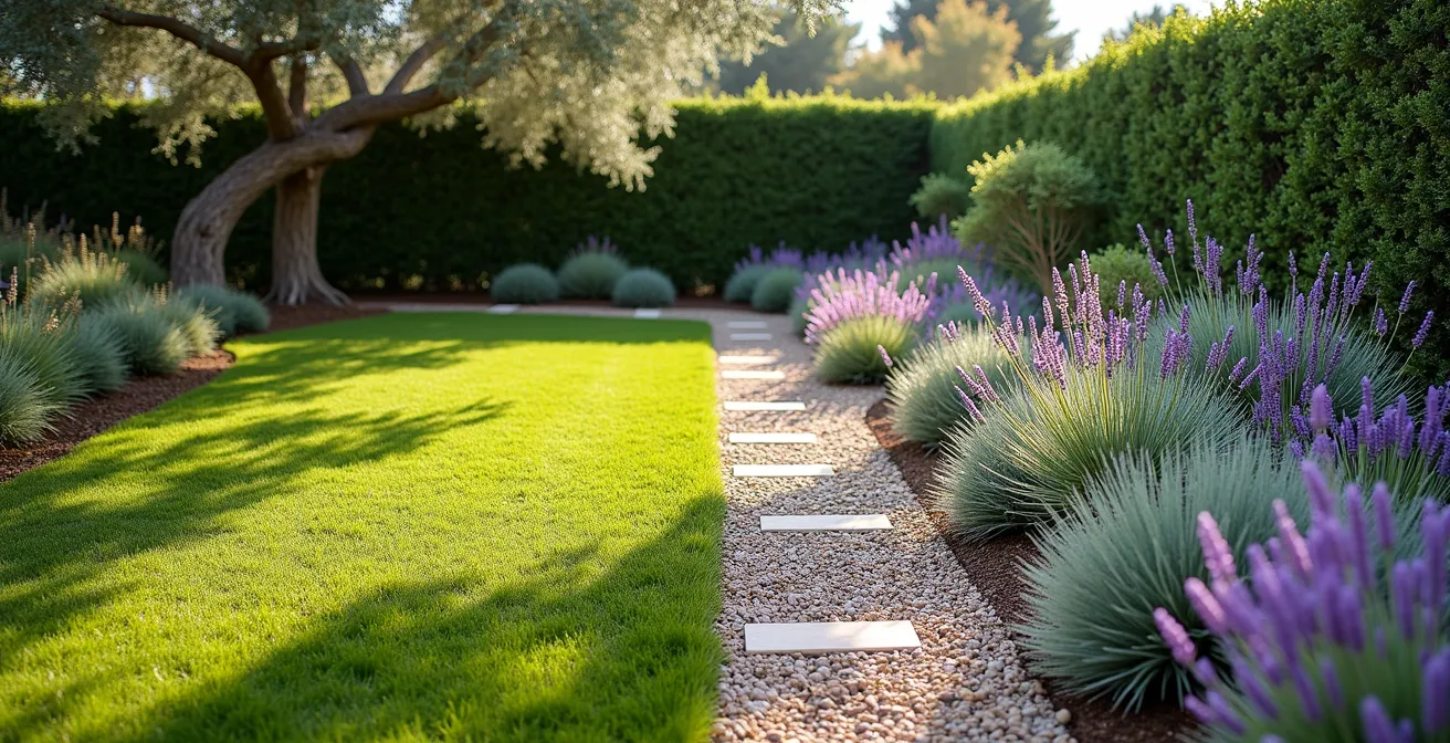 Transformación por zonas de jardín tradicional a mediterráneo sostenible con plantas autóctonas españolas