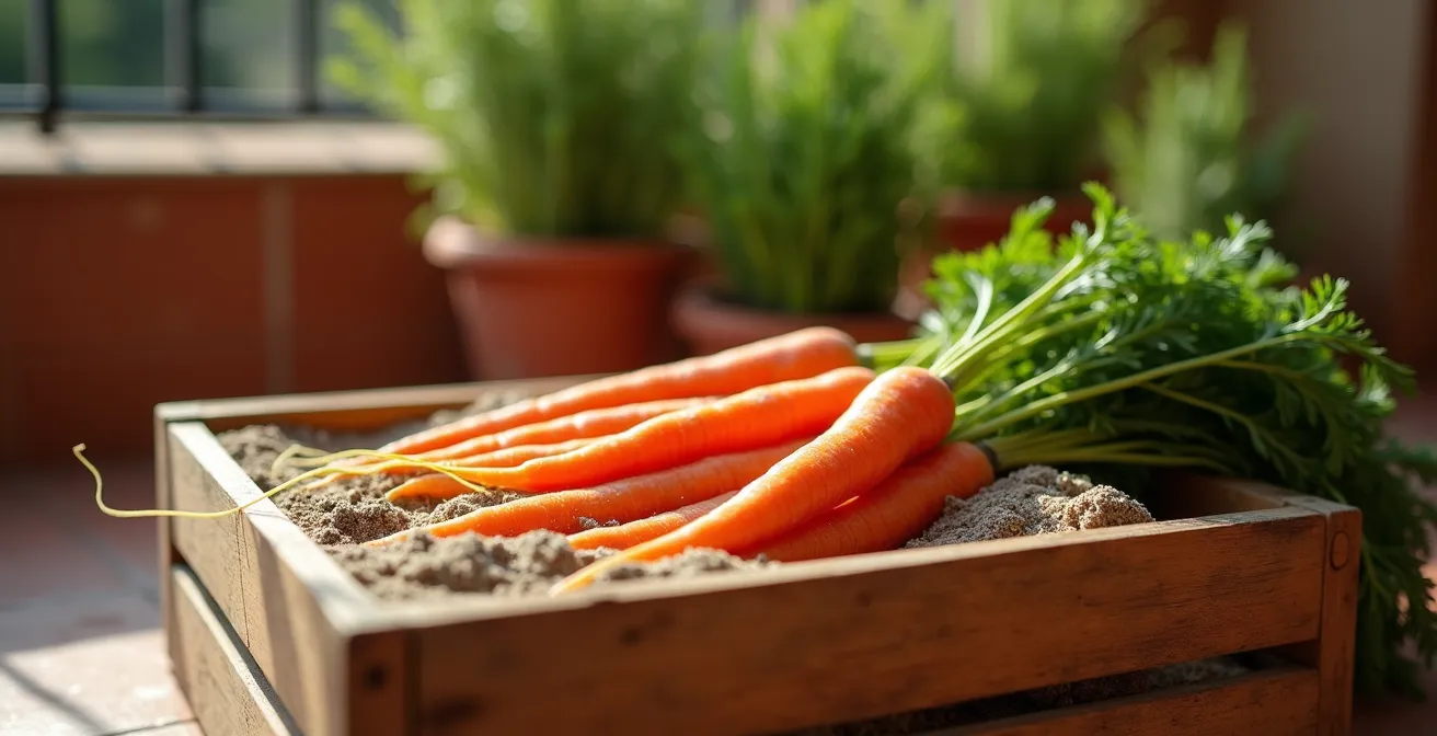Zanahorias almacenadas en arena húmeda siguiendo el método tradicional de conservación